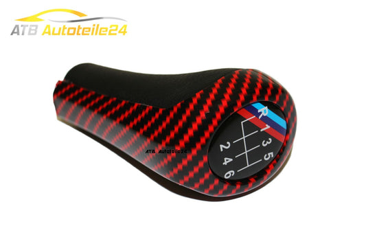 Schaltknopf Schaltknauf Schalthebel passt für BMW 3er 5,6 X3 X5 SCHWARZ ROT 6-G