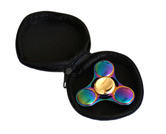 10x Fidget Spinner Metall Spielzeug mit Tasche Entspannung Rainbow