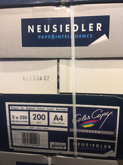 5 x je 250 Blat Color Copy Laserdruckpapier coated glossy, 200g SRA3 A4 250 Blat