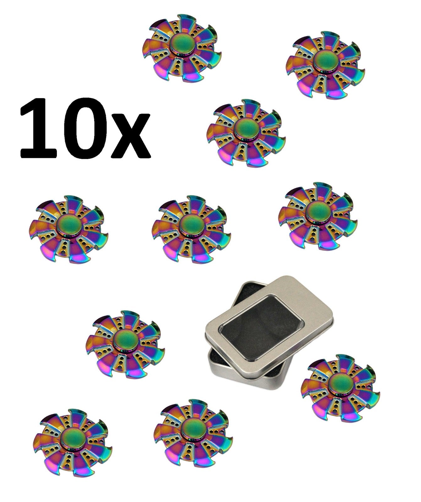 10x Fidget Spinner Metall Spielzeug Alloy Entspannung Rainbow Focus Neu
