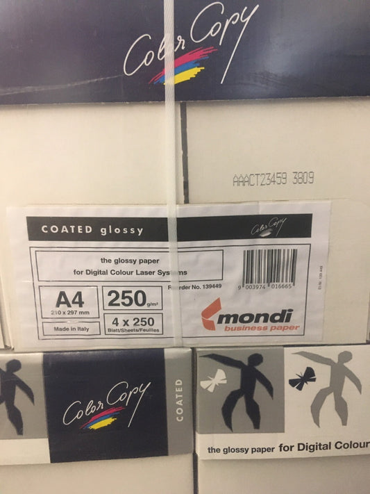 4 x je 250 Blate Color Copy Laserdruckpapier coated glossy, 250g A4 250 Blate